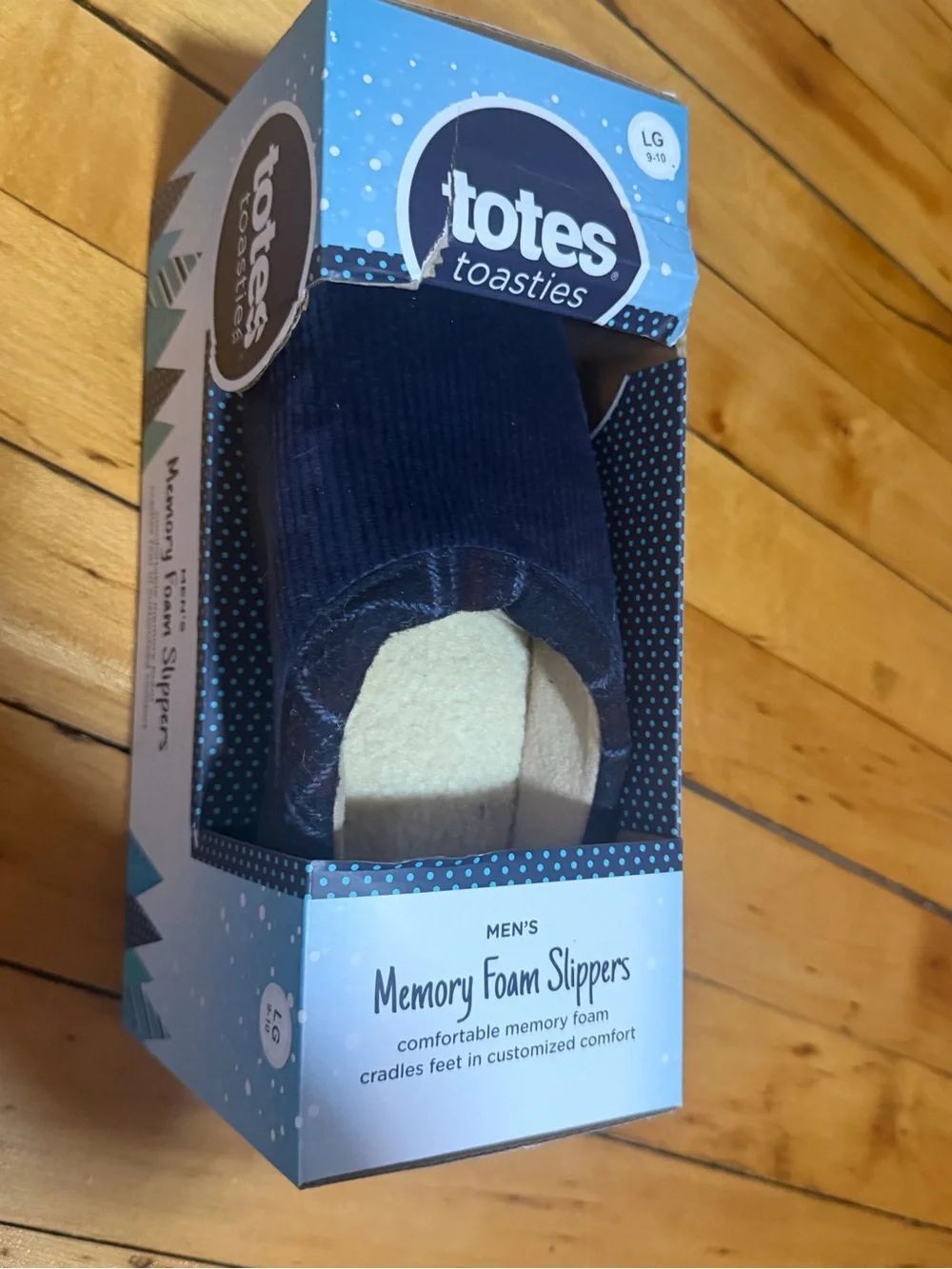 Totes Men's Memory Foam Slippers Blue NEW in Box Size 9-10